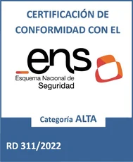 Distintivo de conformidad con el Esquema Nacional de Seguridad, categoría alta, RD 311/2022